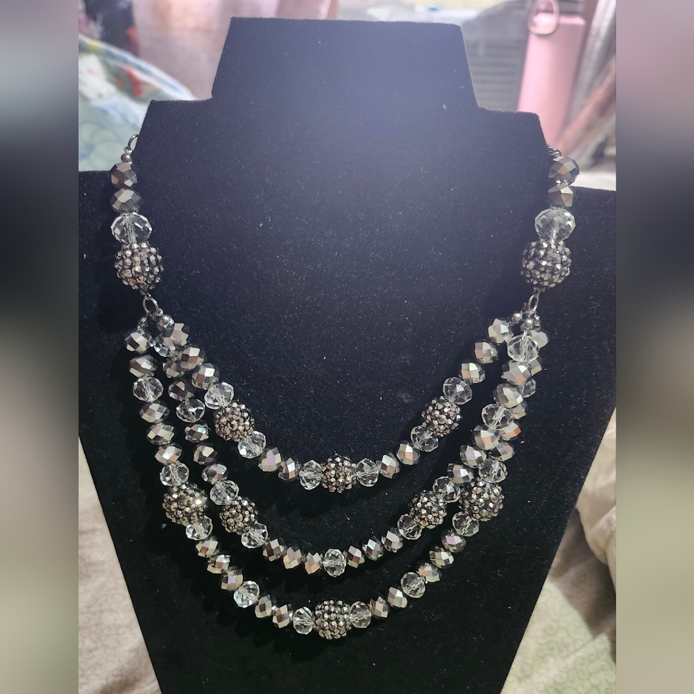 A Black and Light Grey Bead Necklace